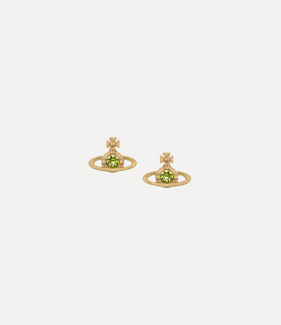 Vivienne Westwood Nano Solitaire Earrings in gold/citrus green crystal